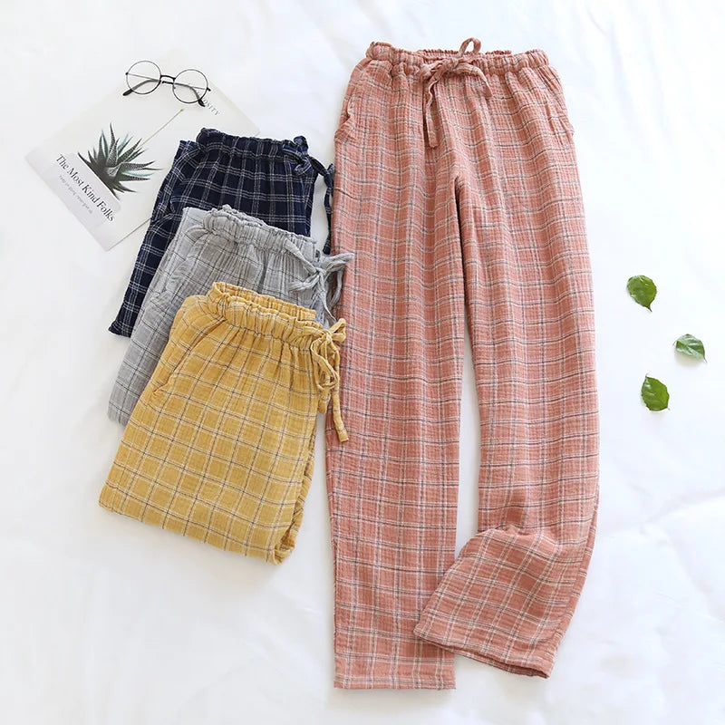 Women’s 100% Cotton Plaid Pajama Pants – Elastic Waist Sleepwear