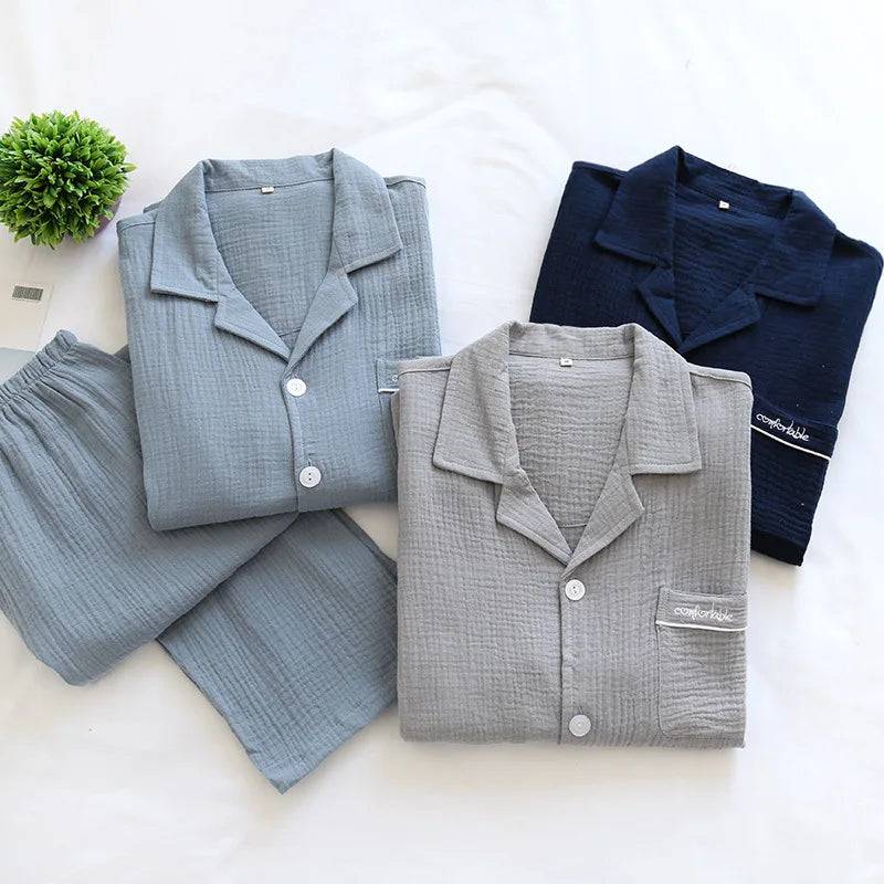 Women’s Cotton Crepe Solid Color Long Sleeve Pajama Set