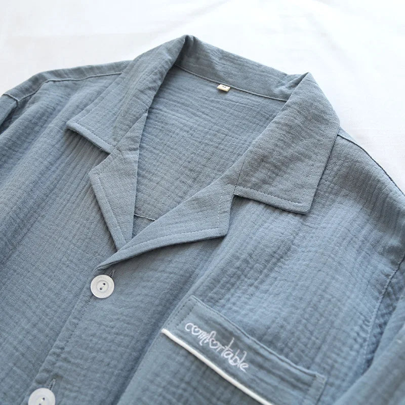 Women’s Cotton Crepe Solid Color Long Sleeve Pajama Set