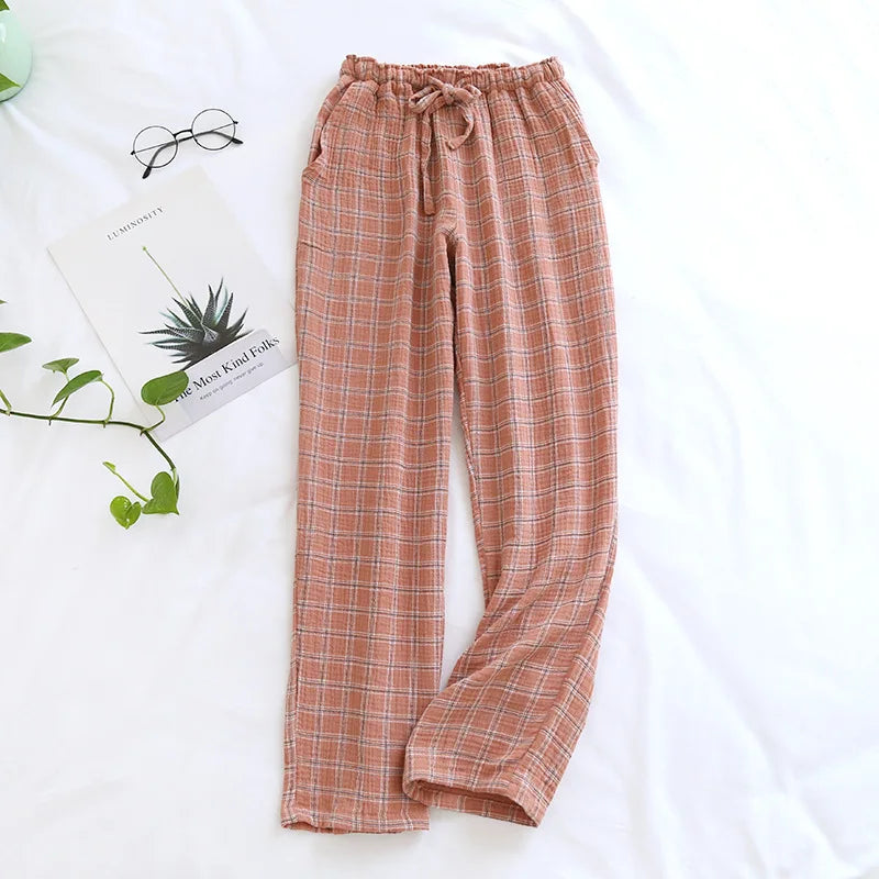 Women’s 100% Cotton Plaid Pajama Pants – Elastic Waist Sleepwear