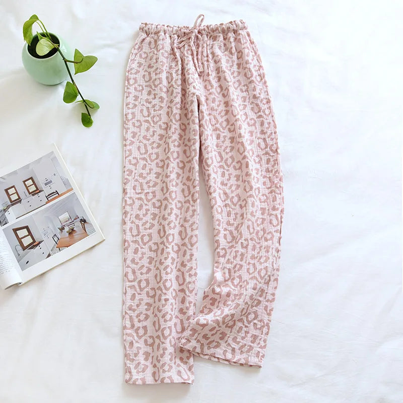 Women’s Cotton Crepe Pajama Pants – Loose Summer Lounge Sleepwear