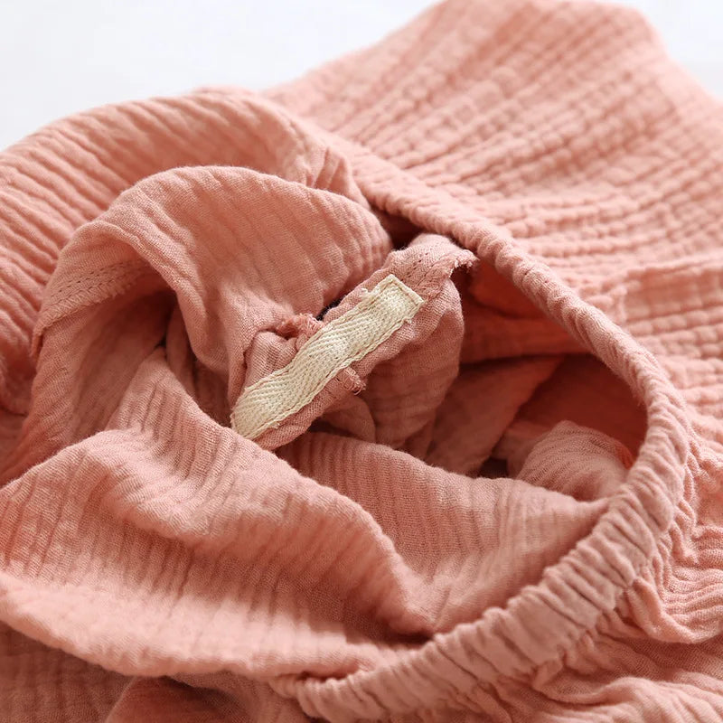 Women’s Cotton Crepe Solid Color Long Sleeve Pajama Set