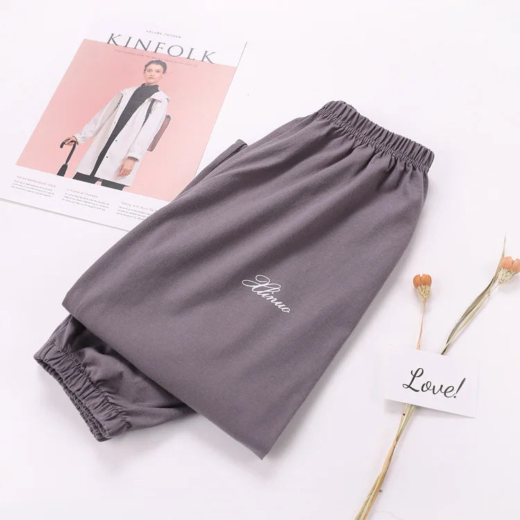 New 100% Cotton Thin Loose Plus Size Pajama Pants Womens Sleep Bottoms Summer Home Pants Ladies Trousers Casual Soft Sleepwear