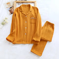 Women’s Cotton Crepe Solid Color Long Sleeve Pajama Set