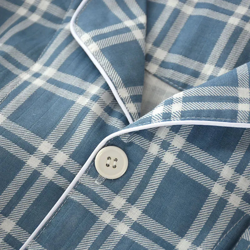 Men’s Plaid Cotton Gauze Long Sleeve Pajama Set