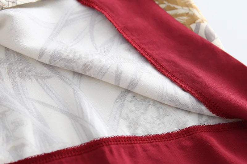 Women Summer Satin Printing Short Sleeve Turn-down Collar Pajama Set