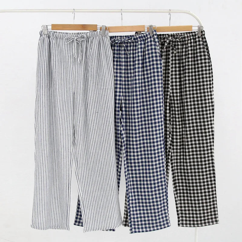 Mens and Womens Cotton Home Pajama Pants Cotton Plaid Sleep Bottoms Sleeping Lounge Pants Plus Size Sleep Wear for Lounge Wear