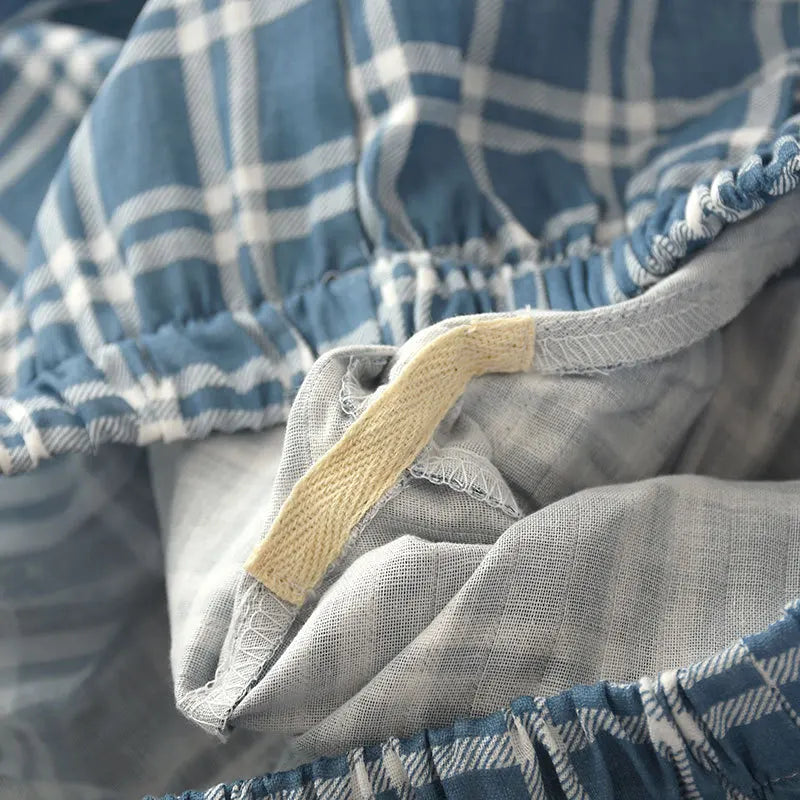 Men’s Plaid Cotton Gauze Long Sleeve Pajama Set