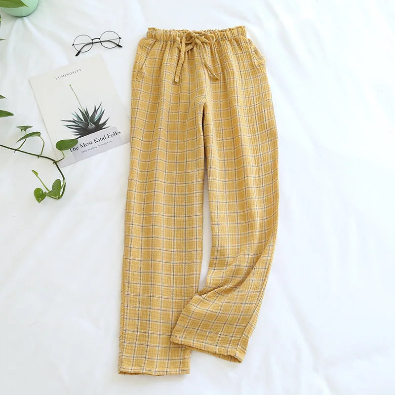 Women’s 100% Cotton Plaid Pajama Pants – Elastic Waist Sleepwear
