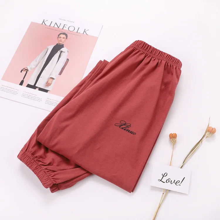 New 100% Cotton Thin Loose Plus Size Pajama Pants Womens Sleep Bottoms Summer Home Pants Ladies Trousers Casual Soft Sleepwear