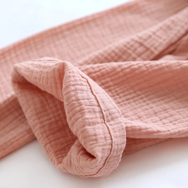 Women’s Cotton Crepe Solid Color Long Sleeve Pajama Set