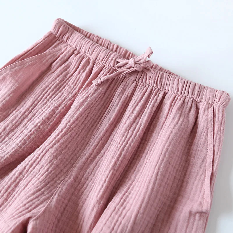 Women Cotton Gauze Loose Summer Pajama Sleep Shorts