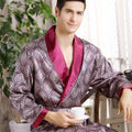 Men’s Satin Silk Geometric Print Robe
