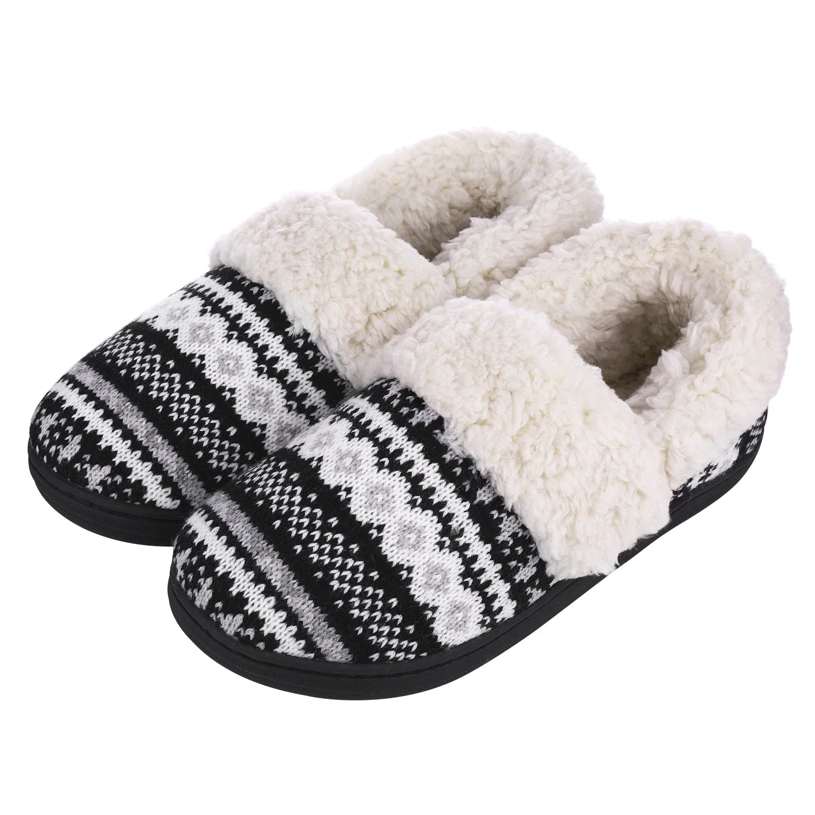 Unisex Winter Plush Fur Slippers Warm Cotton Non-Slip House Slippers