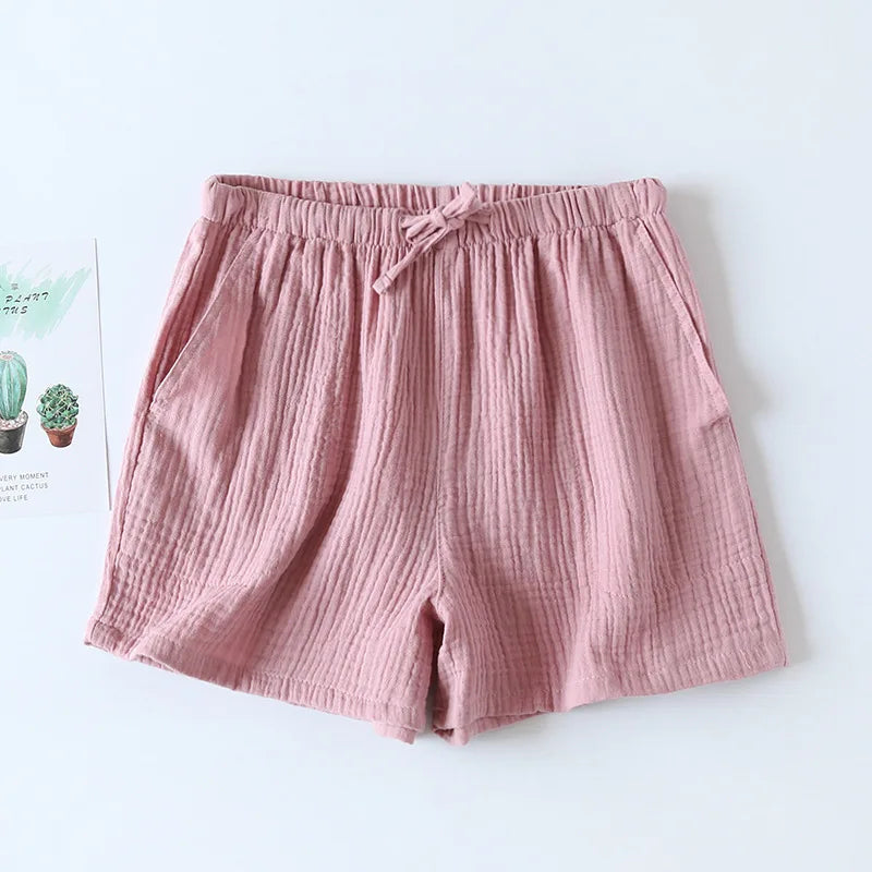 Women Cotton Gauze Loose Summer Pajama Sleep Shorts