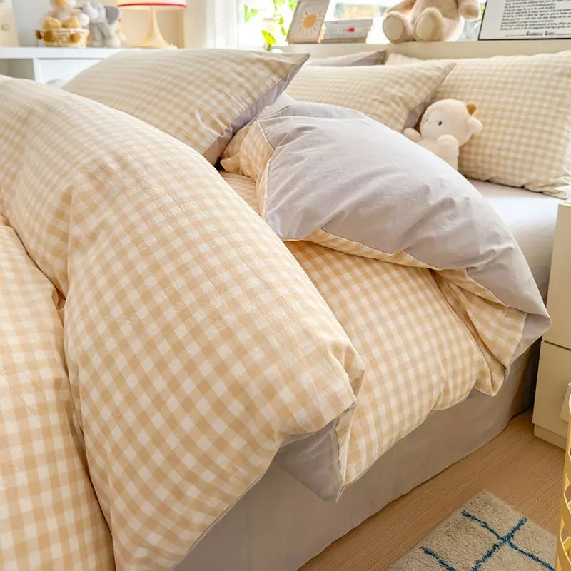 Classic Plaid Duvet Cover Bedding Set