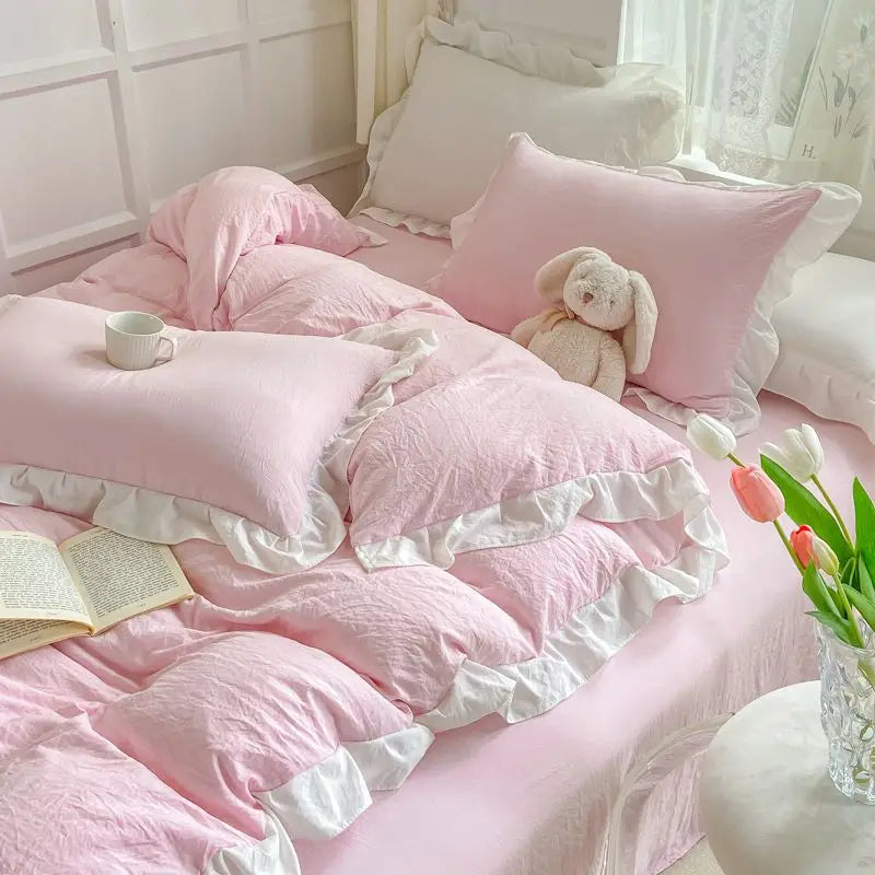 Ruffled Princess Duvet Cover Set in Soft Washed Cotton