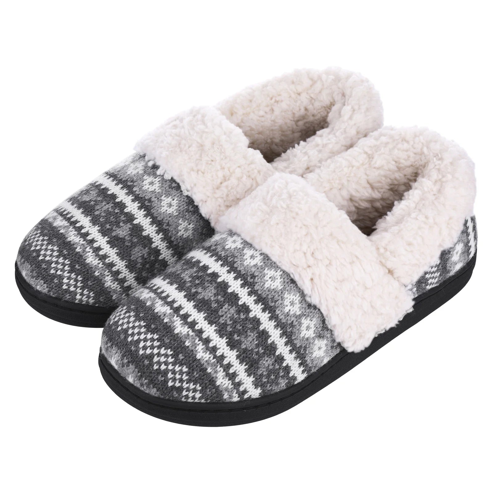 Unisex Winter Plush Fur Slippers Warm Cotton Non-Slip House Slippers