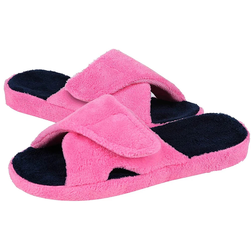 Unisex Cross-Tied Fuzzy Open Toe Indoor Slippers