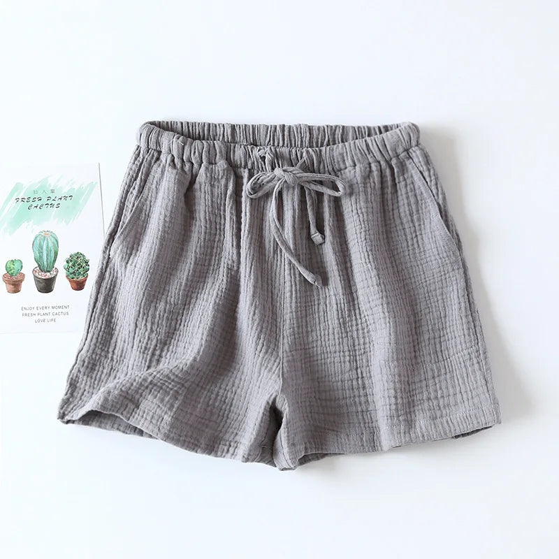 Women Cotton Gauze Loose Summer Pajama Sleep Shorts