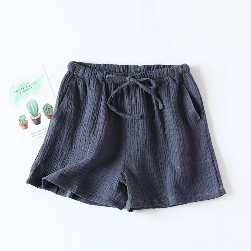 Women Cotton Gauze Loose Summer Pajama Sleep Shorts