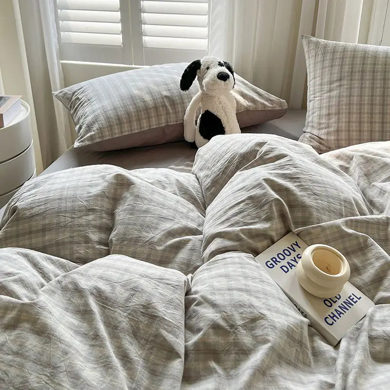 Classic Plaid Duvet Cover Bedding Set