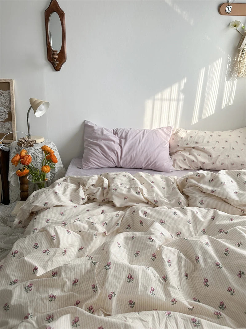 Vintage Floral Cotton Bedding Set