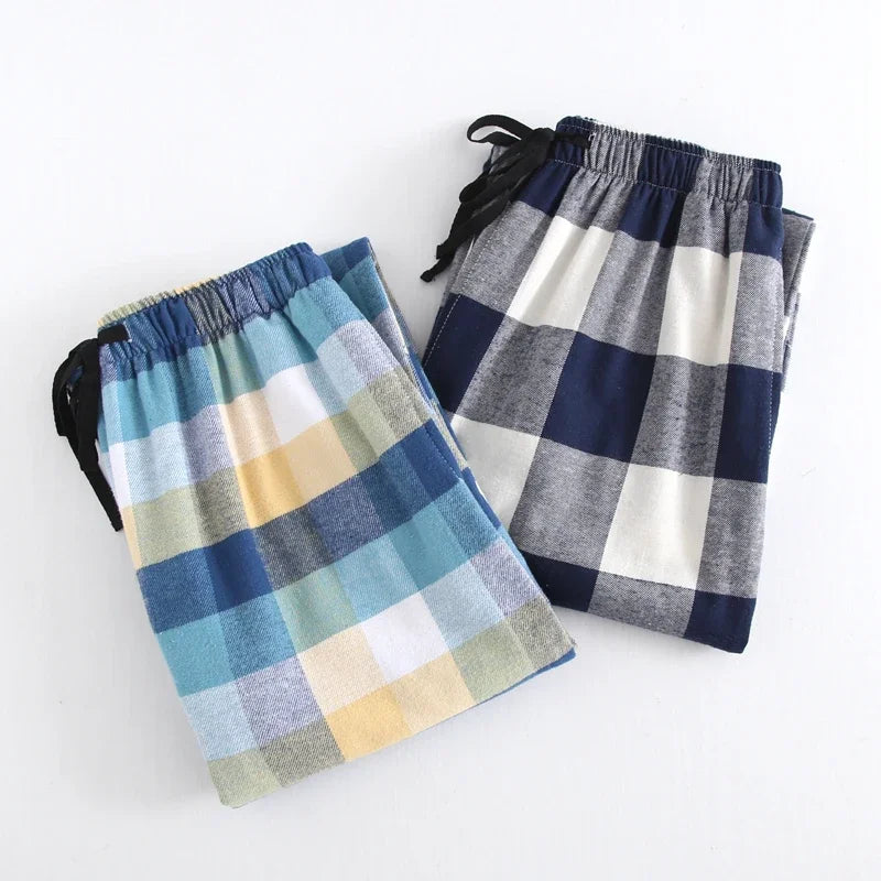 Men’s Plus Size Cotton Plaid Pajama Pants – Loose Comfort Homewear