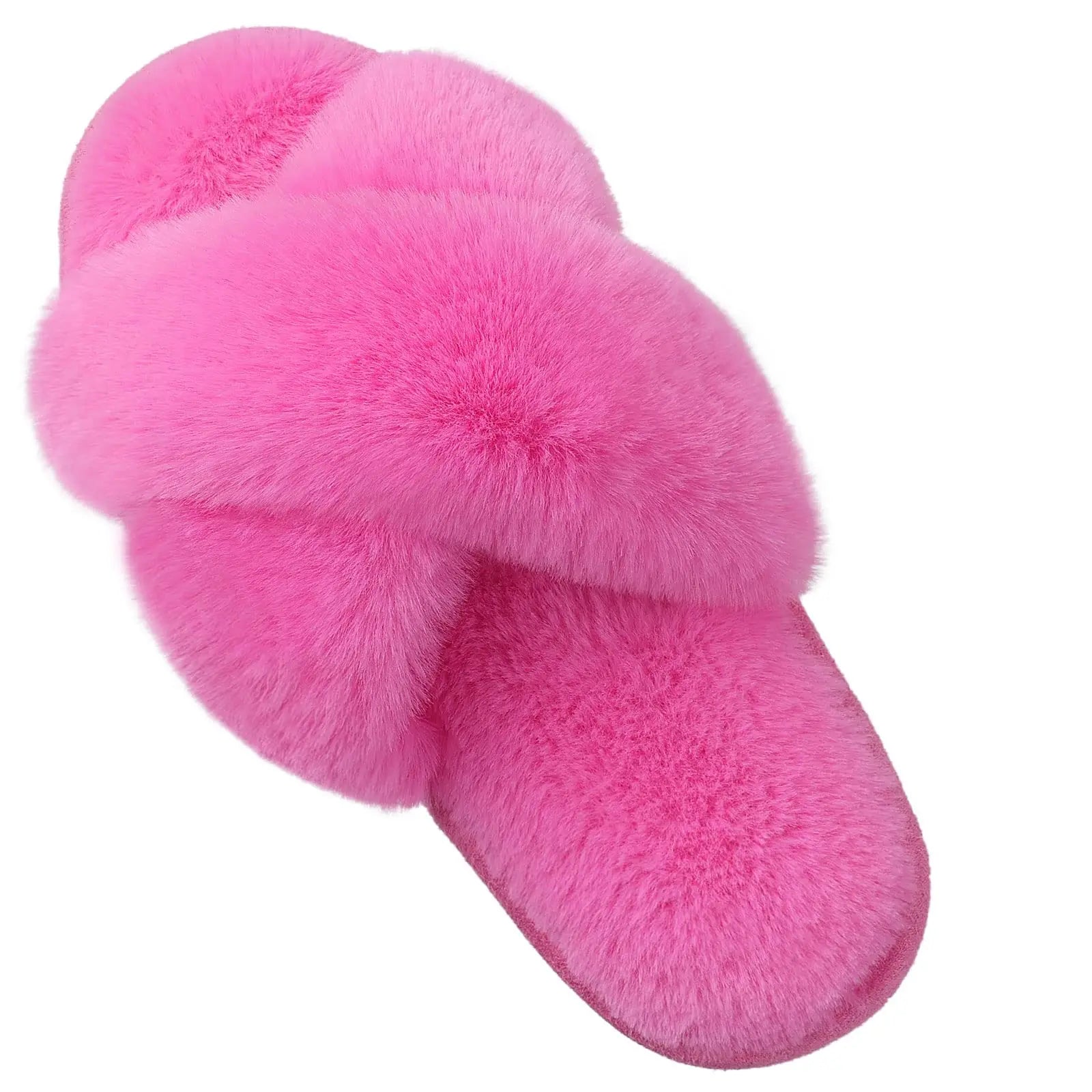 Unisex Fuzzy Cross Band Open Toe Slippers