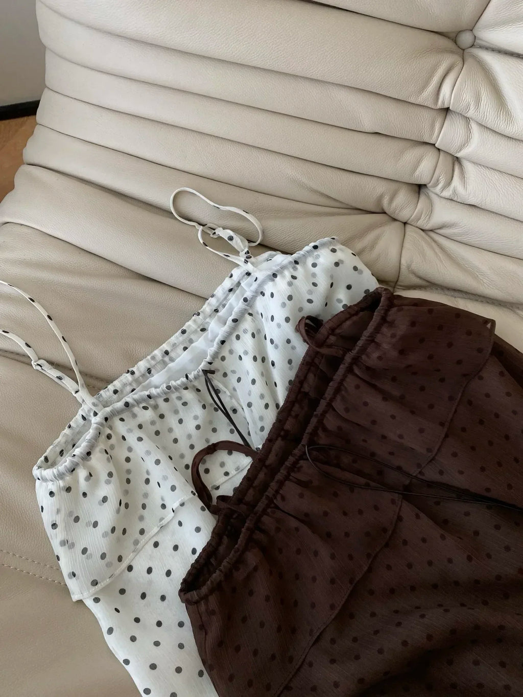 Women’s Silk Blend Camisole Tank Top – Polka Dot Sleep Top