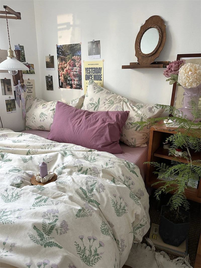 Vintage Floral Cotton Bedding Set
