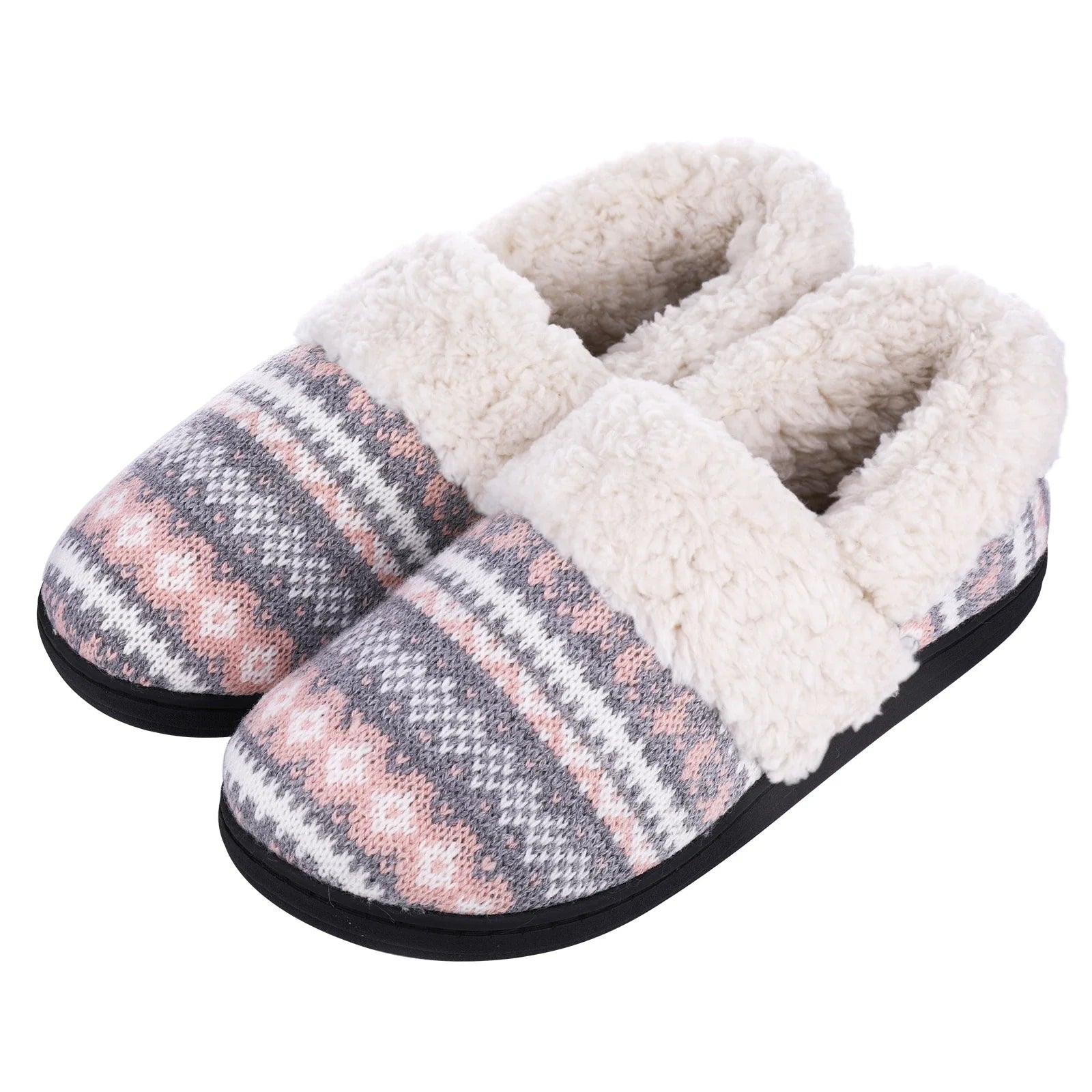 Unisex Winter Plush Fur Slippers Warm Cotton Non-Slip House Slippers