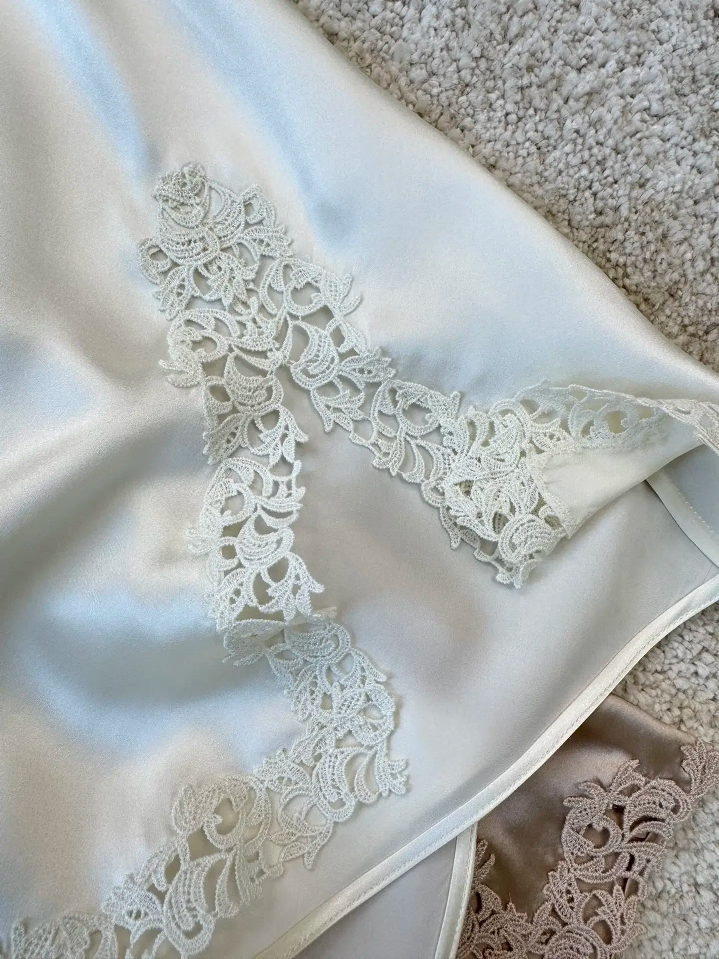 Women Summer Silk V Neck Lace Patchwork Suspender Nightgown Short Dress