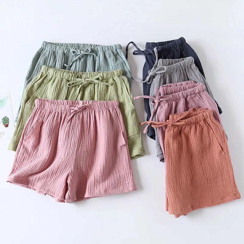 Women Cotton Gauze Loose Summer Pajama Sleep Shorts