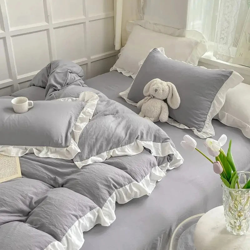Ruffled Princess Duvet Cover Set in Soft Washed Cotton
