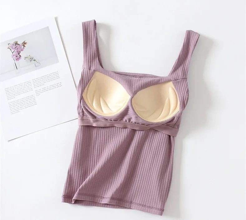 Women’s Cotton Camisole Pajama Top – Square Neck Summer Sleepwear