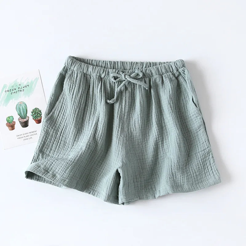 Women Cotton Gauze Loose Summer Pajama Sleep Shorts