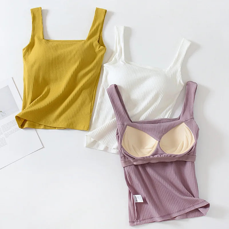 Women’s Cotton Camisole Pajama Top – Square Neck Summer Sleepwear