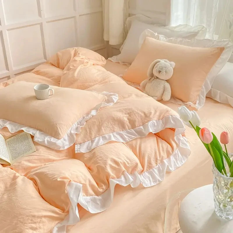 Ruffled Princess Duvet Cover Set in Soft Washed Cotton