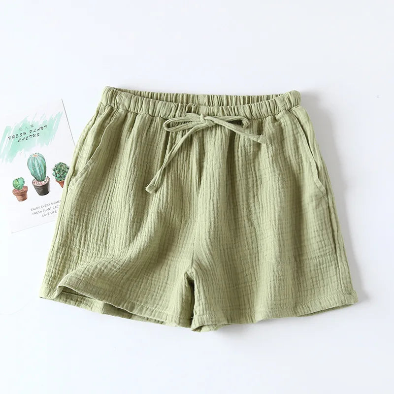 Women Cotton Gauze Loose Summer Pajama Sleep Shorts