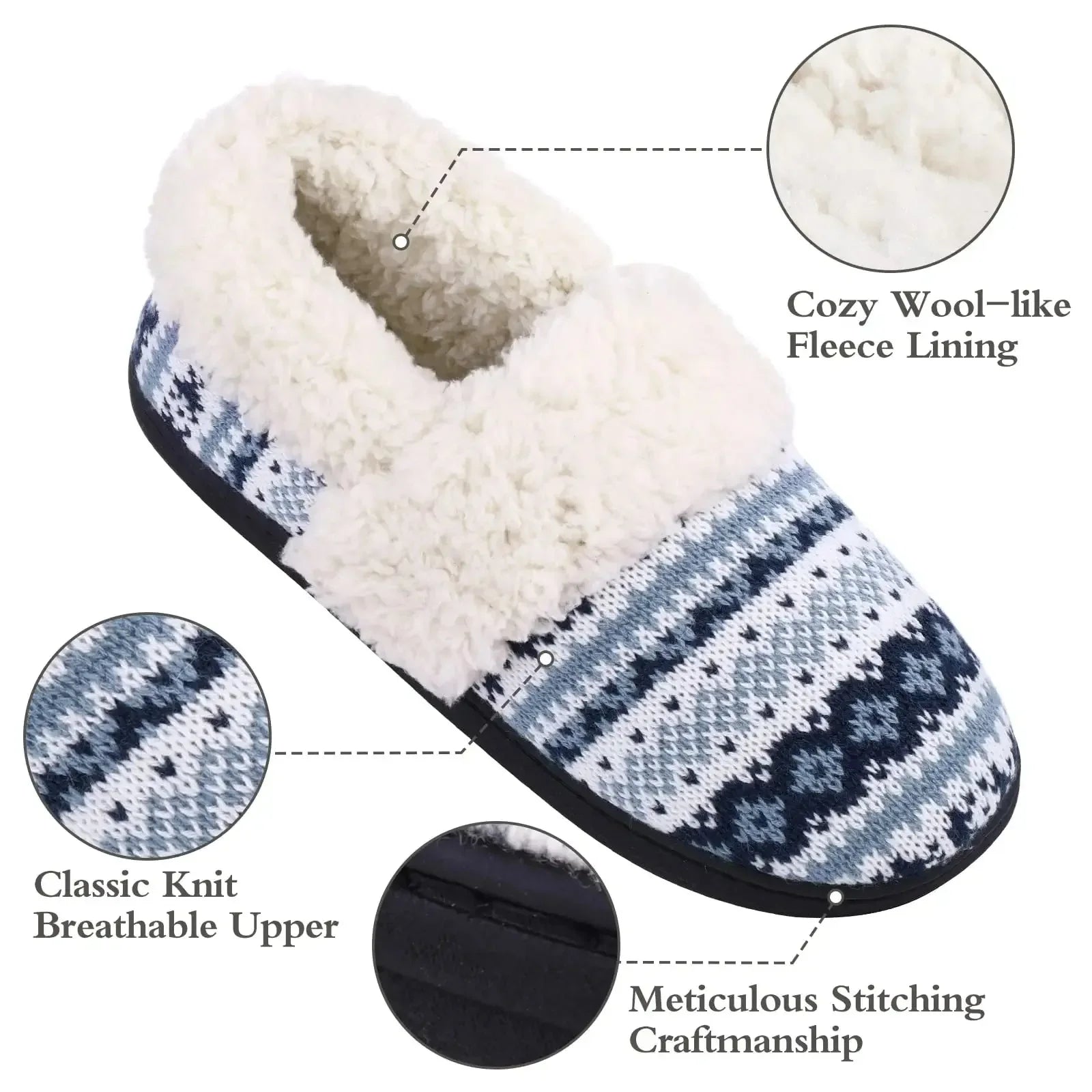 Unisex Winter Plush Fur Slippers Warm Cotton Non-Slip House Slippers