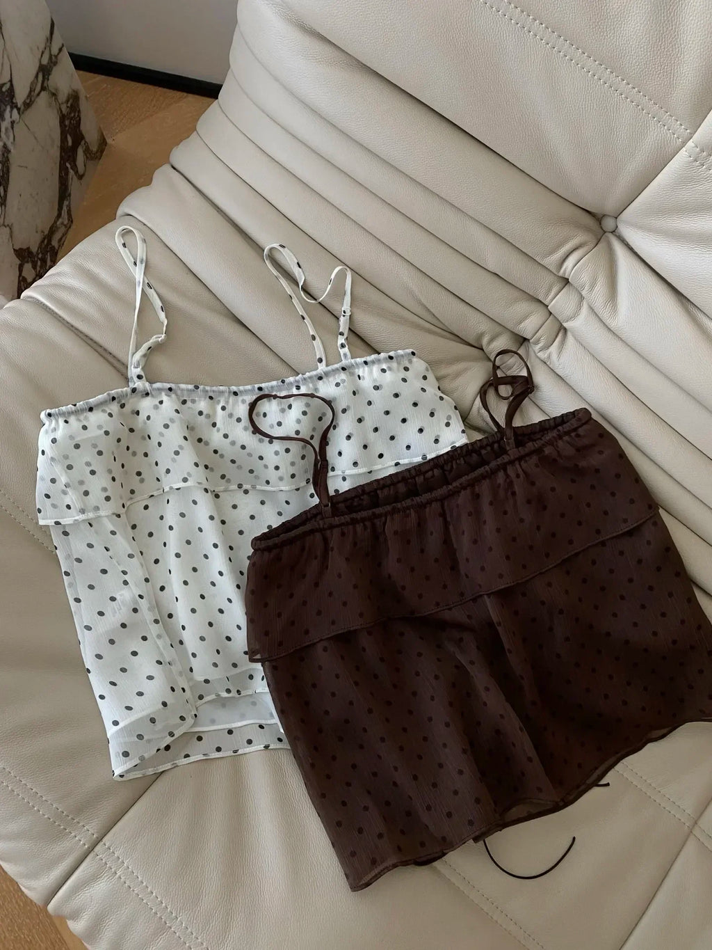 Women’s Silk Blend Camisole Tank Top – Polka Dot Sleep Top