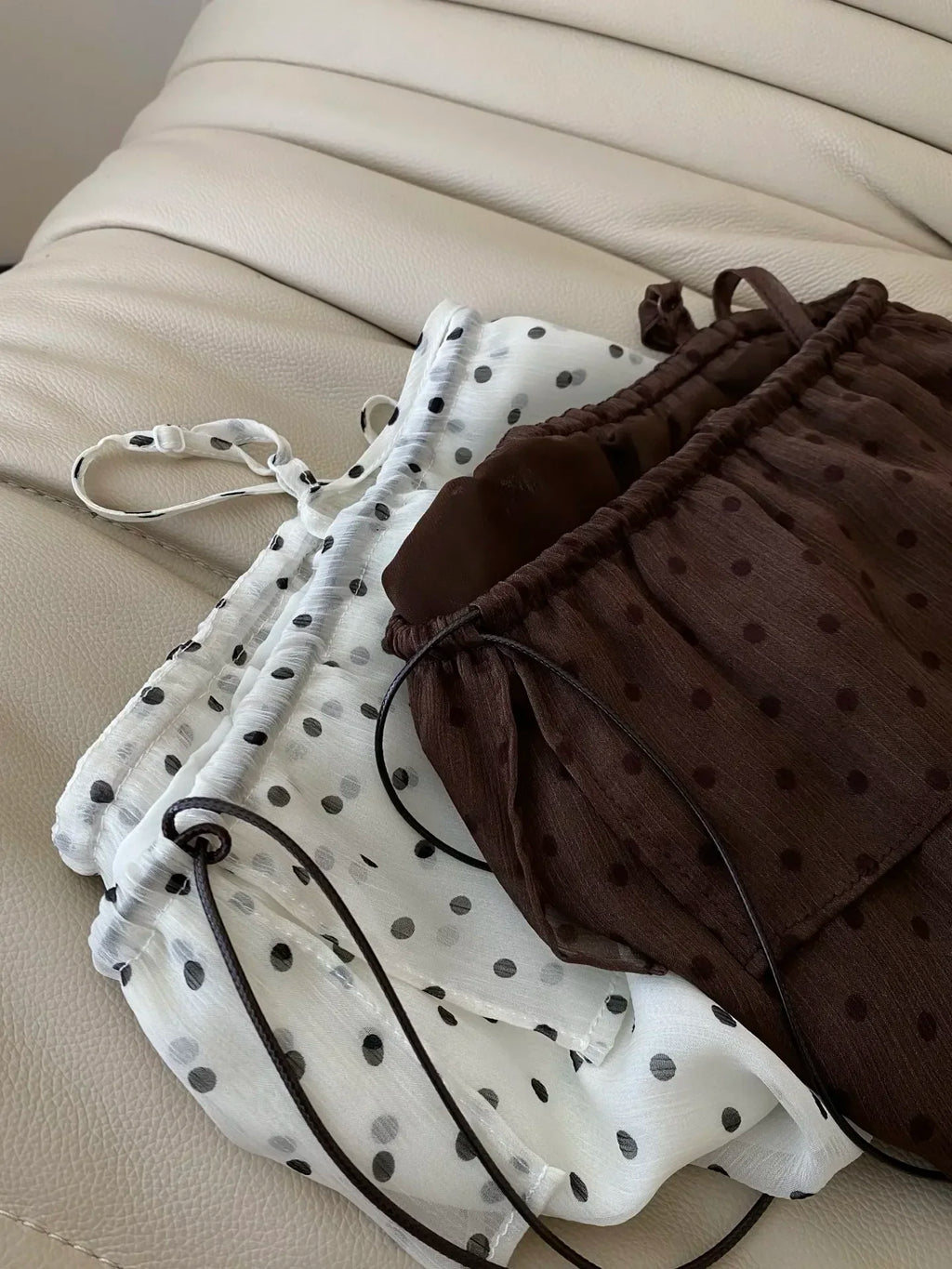 Women’s Silk Blend Camisole Tank Top – Polka Dot Sleep Top