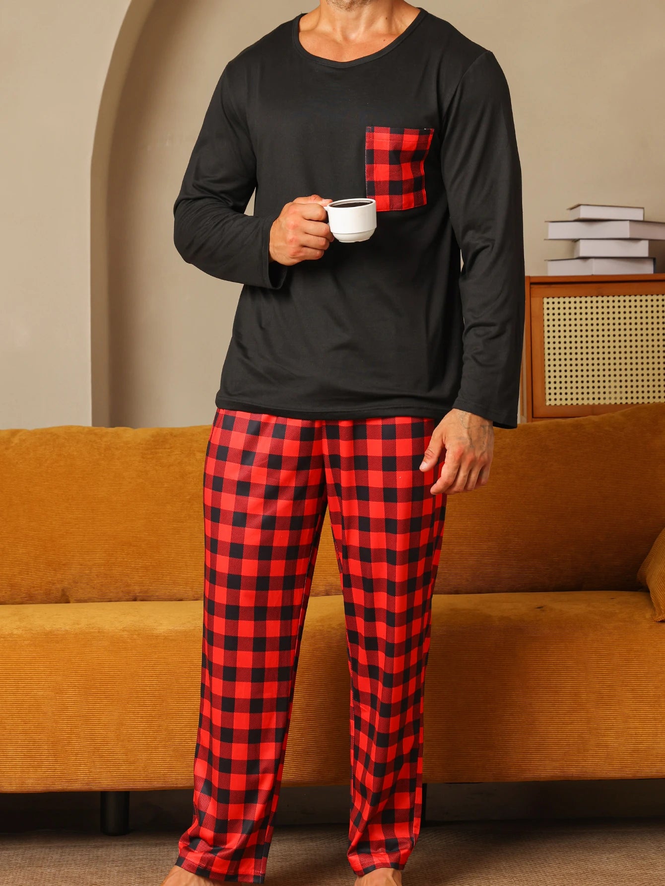 Men’s Checkered Long Sleeve Pajama Set