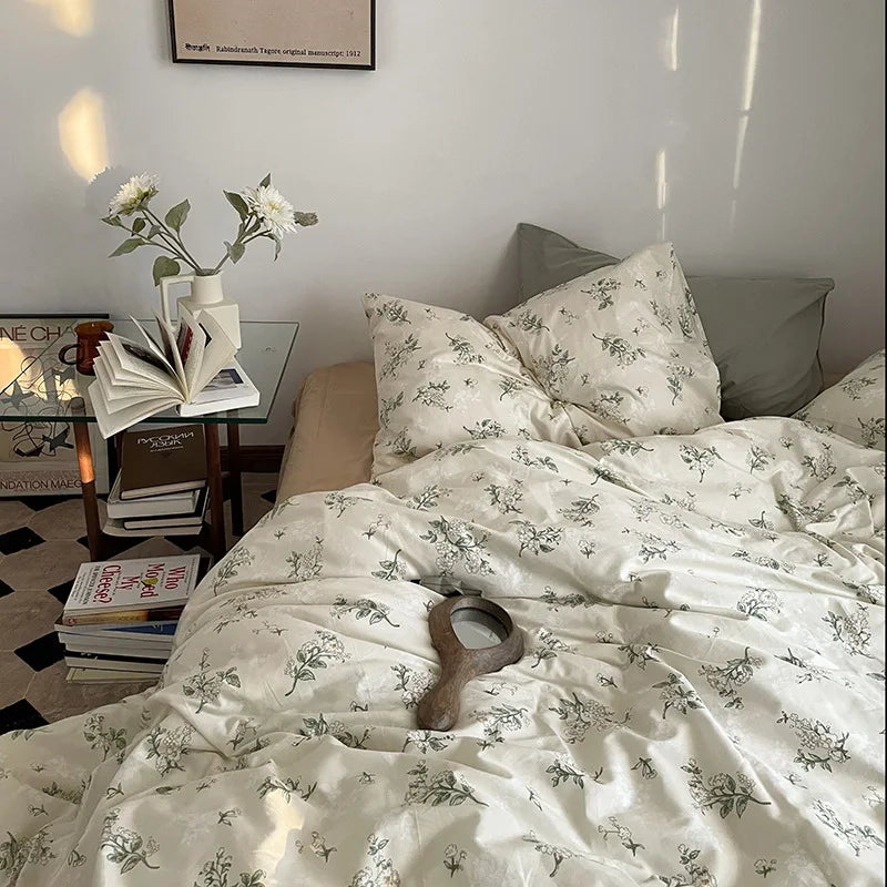 Vintage Floral Cotton Bedding Set