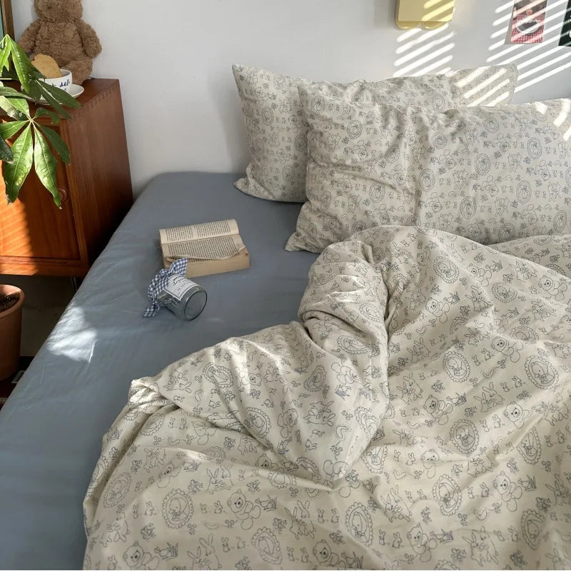 Vintage Floral Cotton Bedding Set