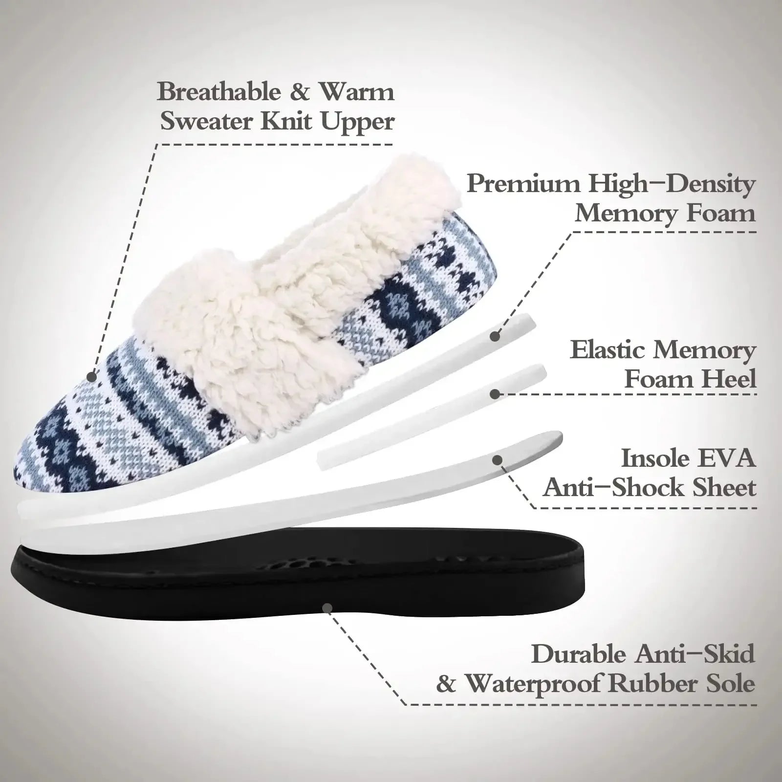 Unisex Winter Plush Fur Slippers Warm Cotton Non-Slip House Slippers