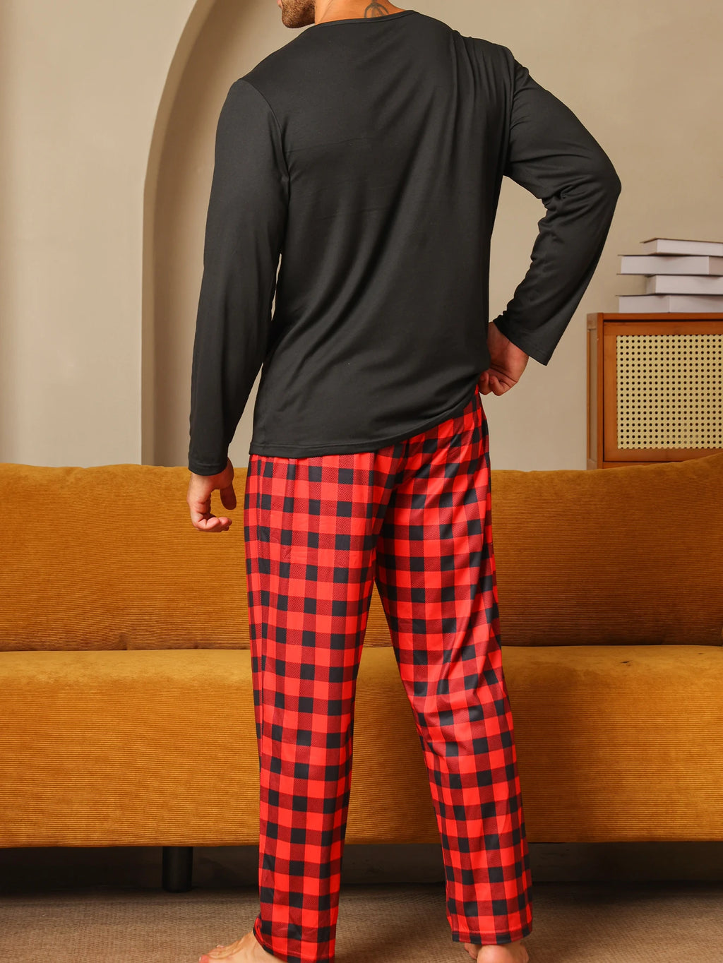 Men’s Checkered Long Sleeve Pajama Set