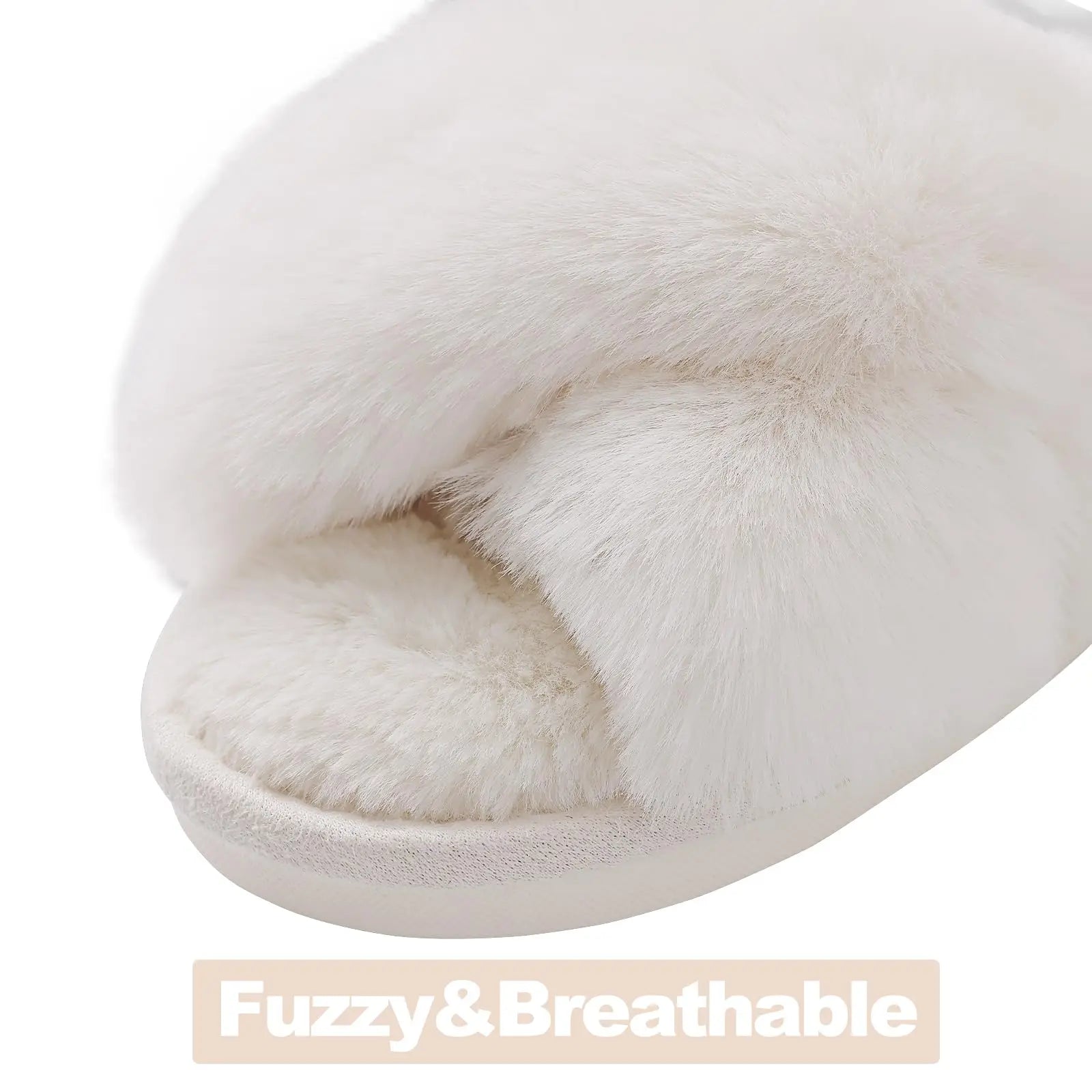 Unisex Fuzzy Cross Band Open Toe Slippers