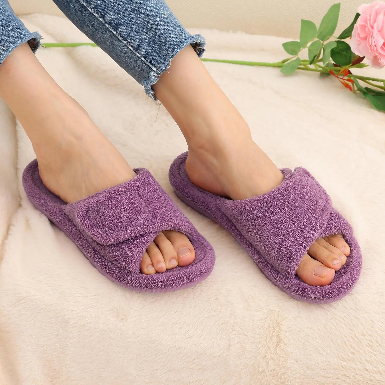 Women’s Orthopedic Open Toe Fuzzy Slippers